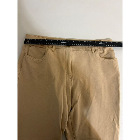 Chico's Sz 2.5 (US L 14) Stretch Knit Pants Tan Elastic Waist - Picture 5 of 6